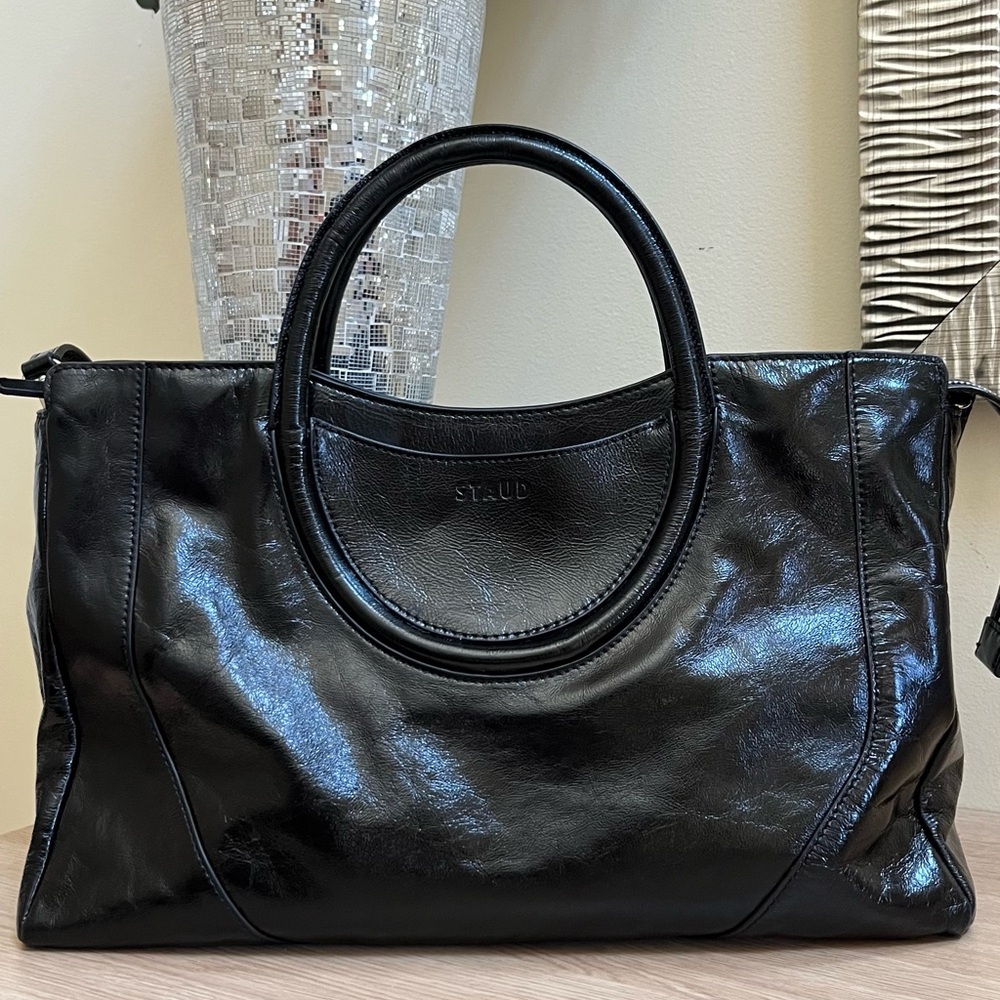 STAUD Maude Satchel Black Leather bag